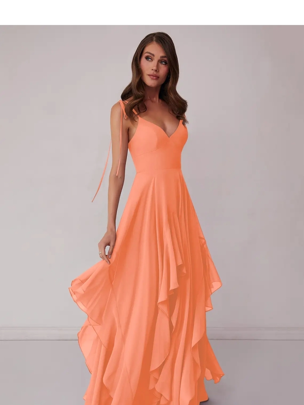 Azazie Barbie Sunset Ruffle-Tiered Maxi Dress
